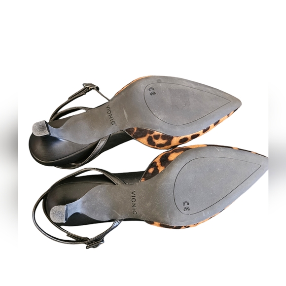 Vionic Jaynda Leopard Print Leather Calf Hair Pointed Toe Kitten Heels Size 8 - Picture 5 of 8